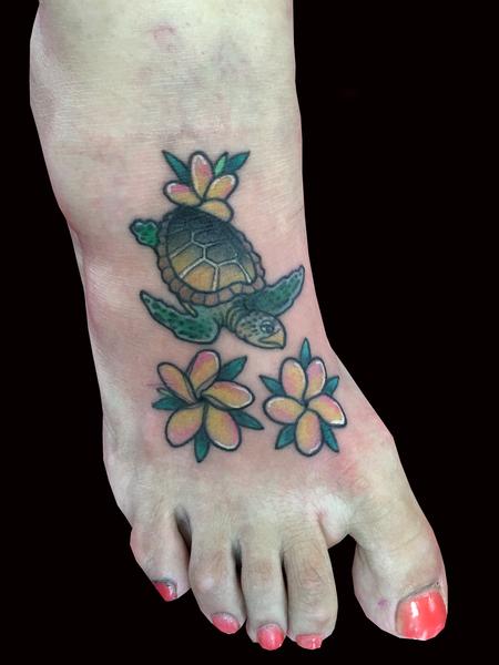 Tattoos - Sea turtle & Plumeria - 109507